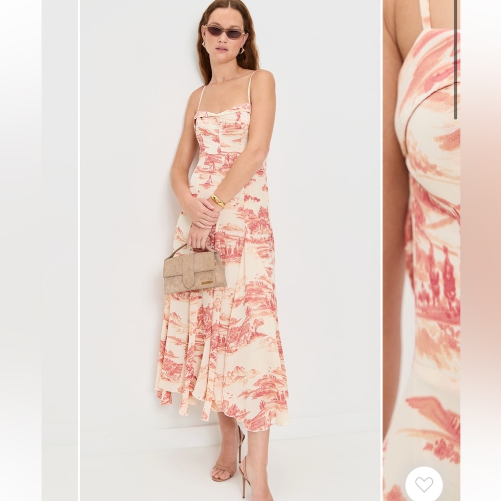 Reformation Fredo Dress Dolce Vita Size 6 NWT Sweetheart Midi Backless Toile Pri